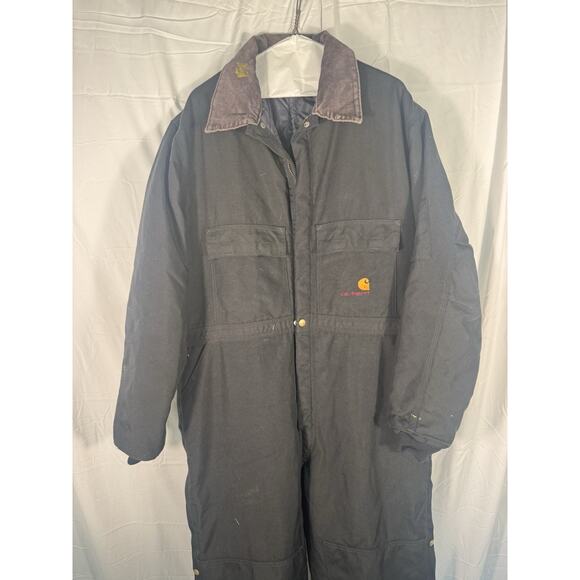 Carhartt insulated coverall black quilted-lined workwear jumpsuit men’s vintage - Picture 3 of 16